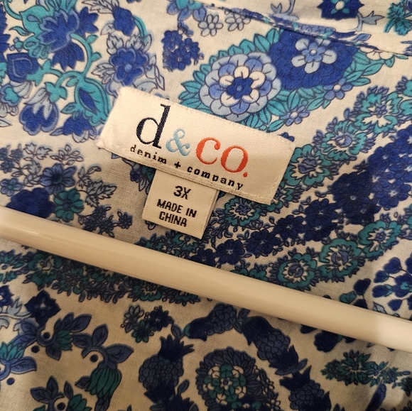 Denim & Company QVC Paisley Print Button Up Blouses 3X Long Sleeve Plus Size - Picture 11 of 15